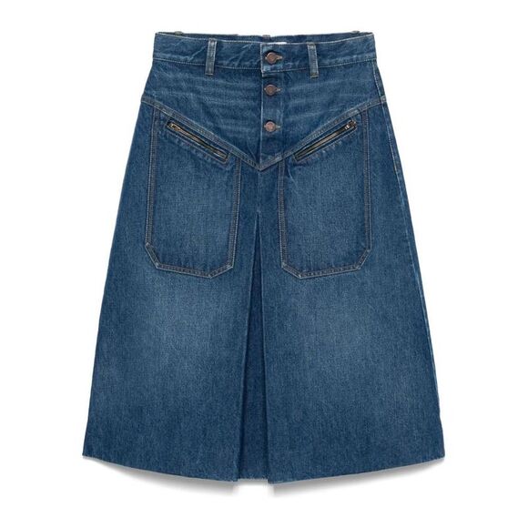 CHLOE Dresses & Skirts - CHLOE Women's Denim A-Line Skirt with Zipper Pockets Women BLUE Skirts